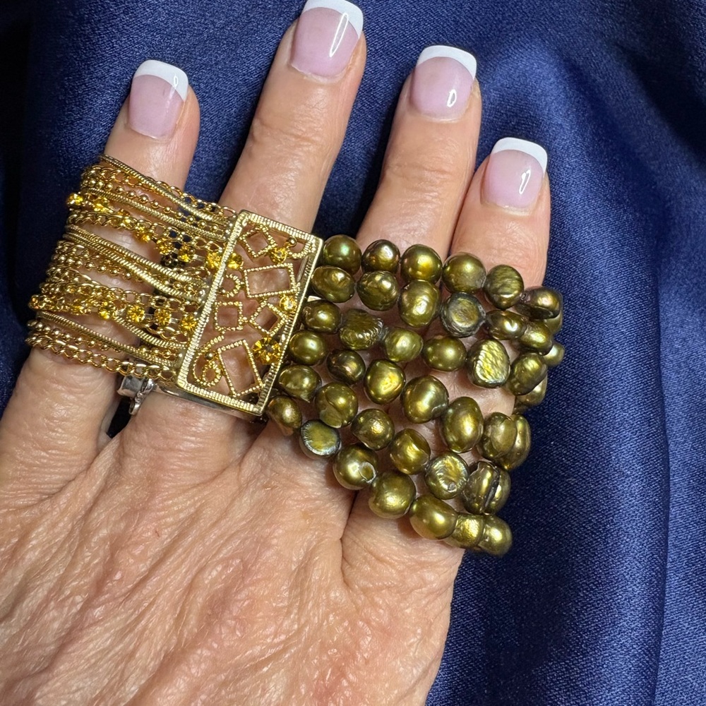 ⬇️Price Drop⬇️Bracelet Multi-strand Beads and Chains with Rhinestone Accents
